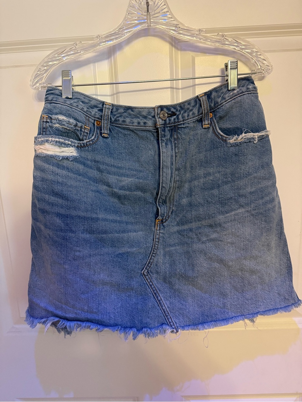 Abercrombie & Fitch Blue Distressed Denim Mini Skirt